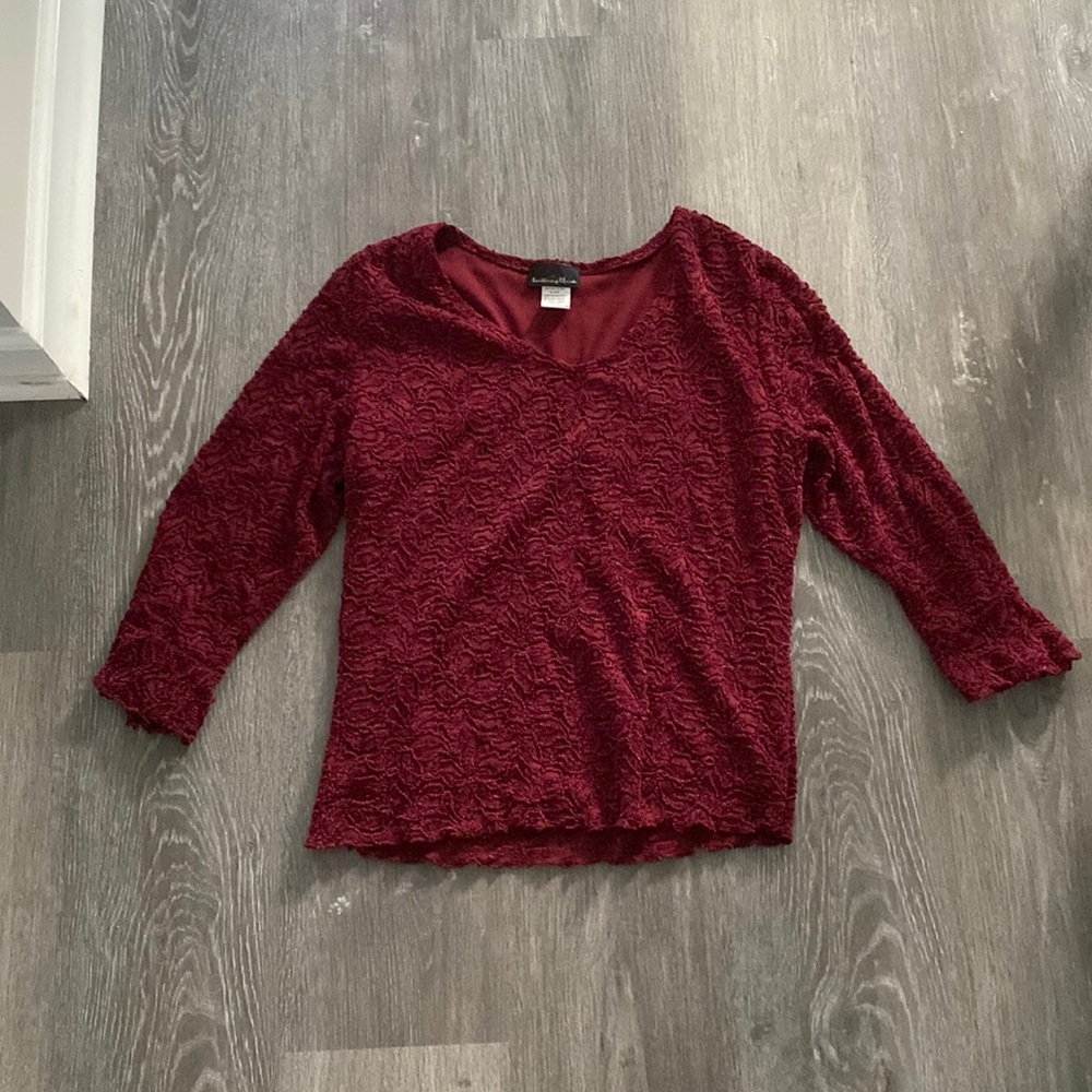 Brittany Black Burgundy Textured Top